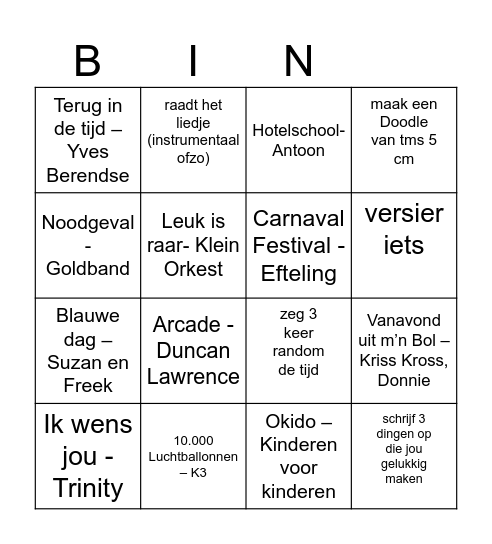 Microsoft Excel Bingo Card