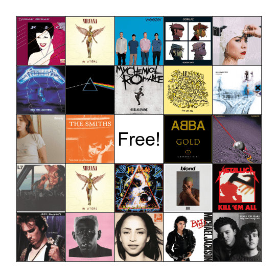 Album Cover Bingo Card