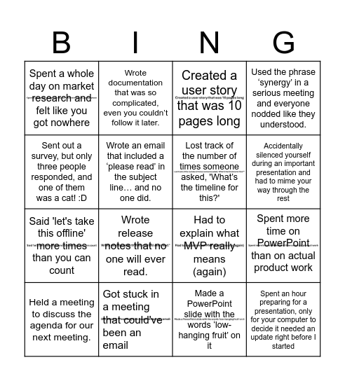 PM Bingo Card