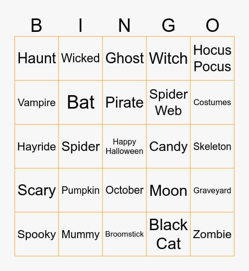 Halloween Bingo Card