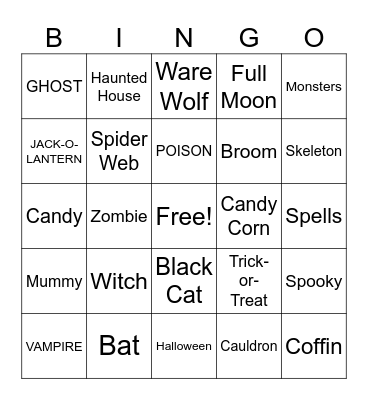 Spooky BINGO Card