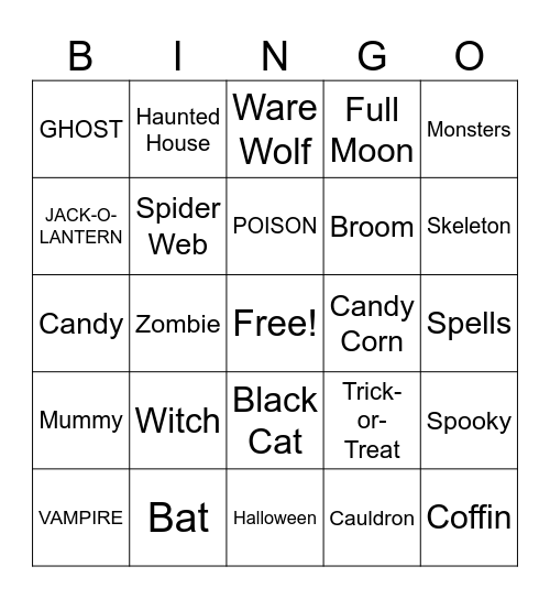 Spooky BINGO Card