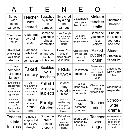 ATENEO BINGO CARD Bingo Card