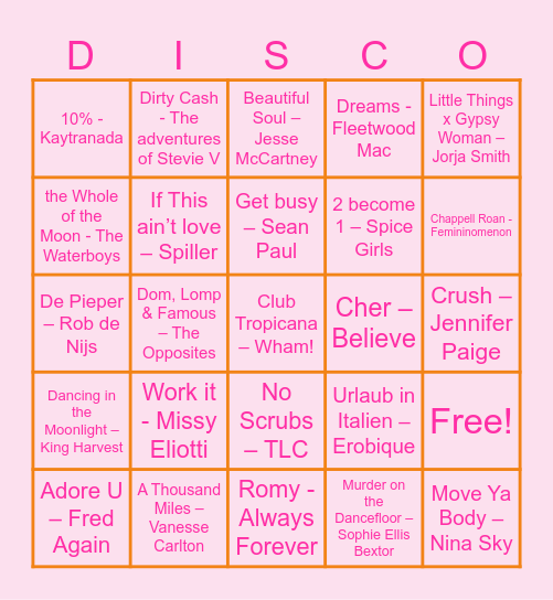 DE GROTE DISCO NINJA BINGO SHOW!! Bingo Card