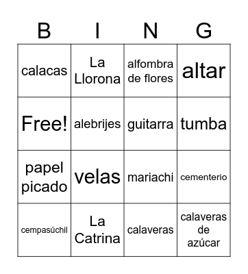 El Día de los Muertos Bingo Card