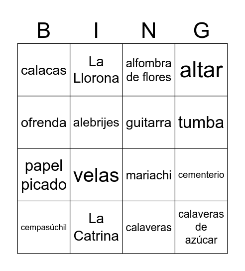 El Día de los Muertos Bingo Card