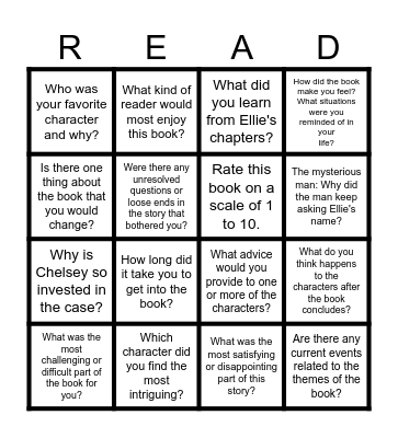 The Return of Ellie Black Bingo Card