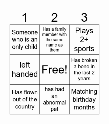 Bingo ice breaker Bingo Card