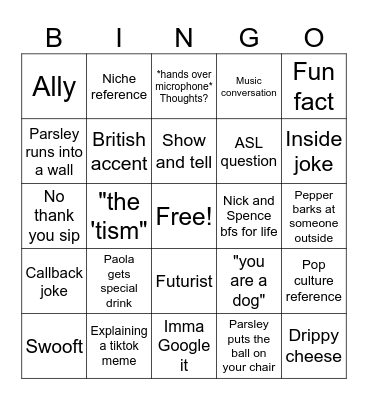 The fab five Bingo Card