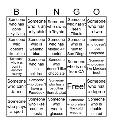 KP Ice Breaker Bingo Card