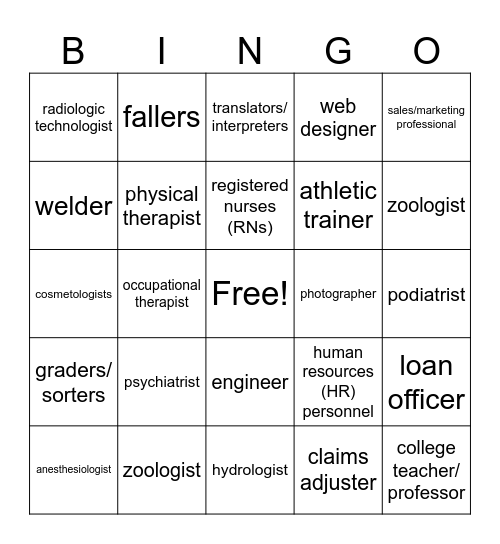 GEAR UP Bingo Card