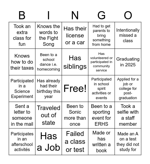 Mustang Round Up Bingo Card