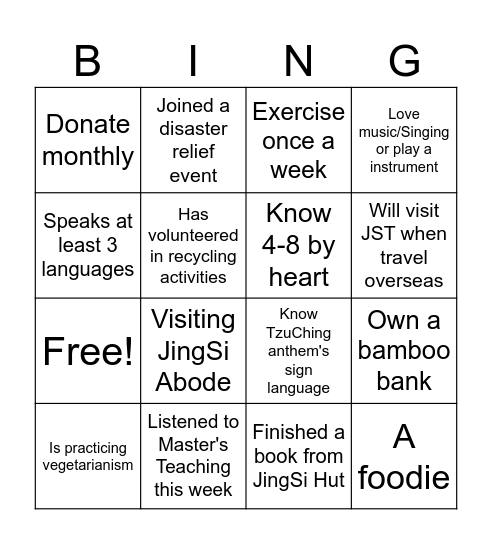 Team C Assemble Bingo Card