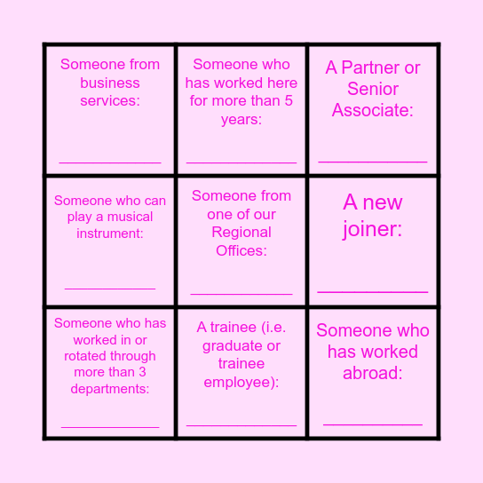 Bridging the Gap 2.0: SPEAK TO... Bingo Card