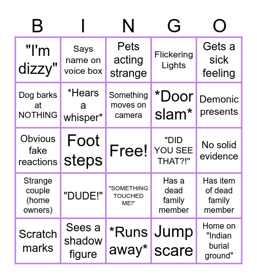 Ghost Adventures Bingo Card