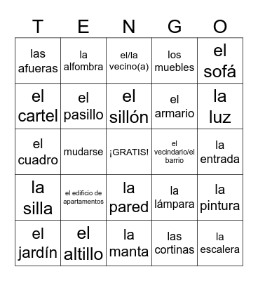 La Vivienda Bingo Card