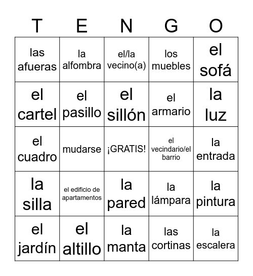 La Vivienda Bingo Card