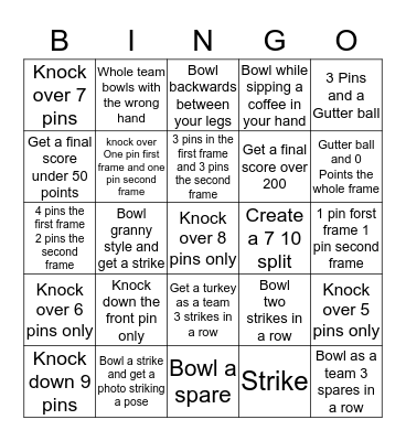 Bowling Bingo Card
