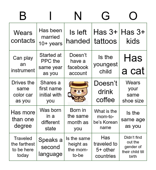 Find the Guest Bingo Card