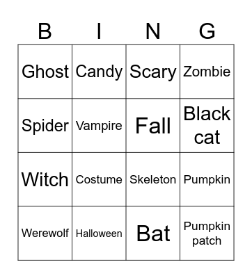 Halloween bingo Card