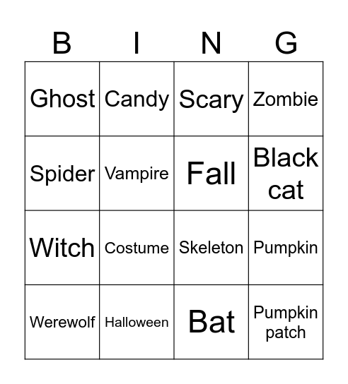 Halloween bingo Card