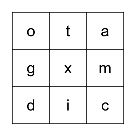 Quarter 1 Letters and Sounds Bingo Card