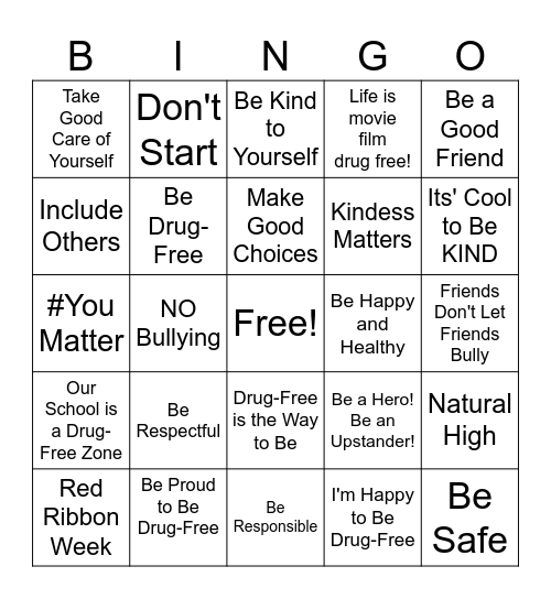 RED RIBBON WEEK Bingo Card