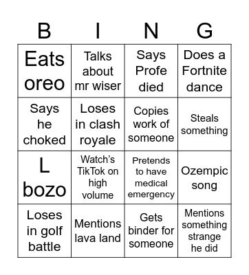Untitled Bingo Card