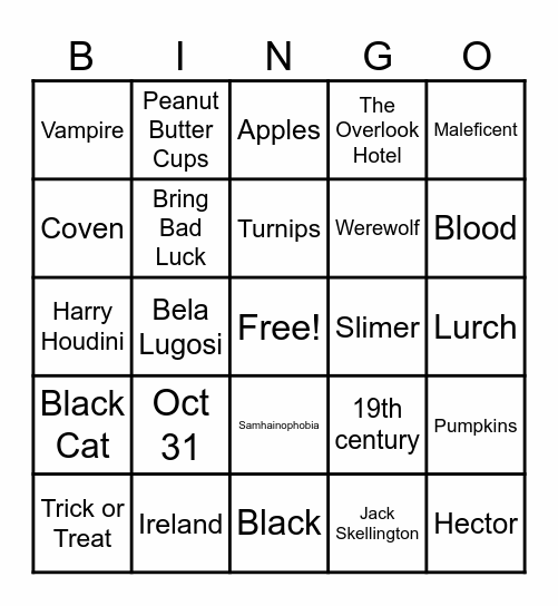 Halloween Trivia Bingo Card