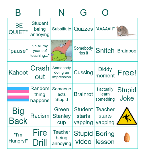 School Bingo Card