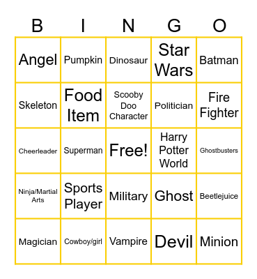 Halloween Bingo Card