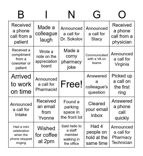 IV LEAGUE BINGO Card