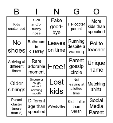 Field Trip Bingo Card