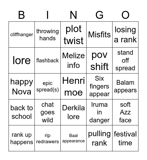 Bad Dog Bingo Card