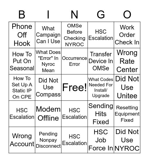 GI BINGO Card