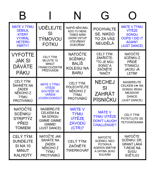 TÝM VYZOBANÉ KOPRETINY Bingo Card