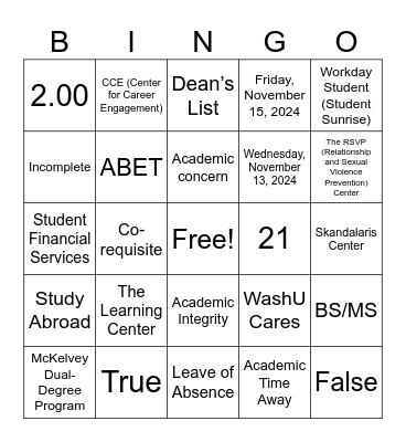 Untitled Bingo Card