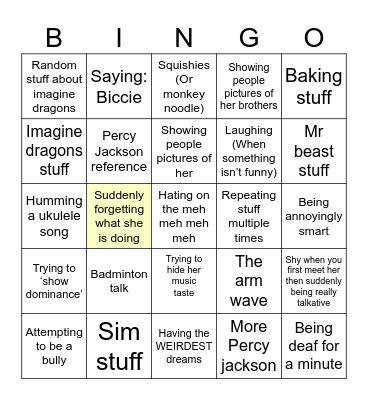 Lissy at LWS Bingo Card