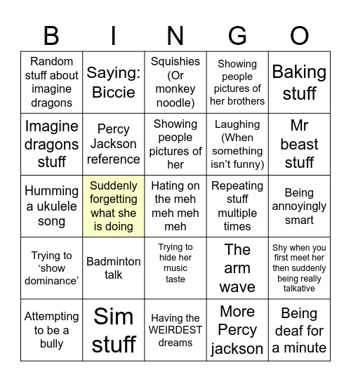 Lissy at LWS Bingo Card