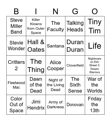 Spooky Tunes, Famous Lines in Horror, & Cosmic Horror Bingo Card