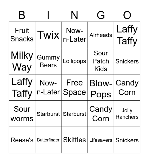 Trunk or Treat Bingo Card