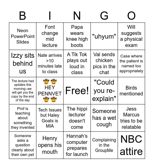 VMD to be Bingo Card