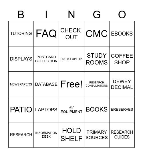 Library Lingo Bingo Card