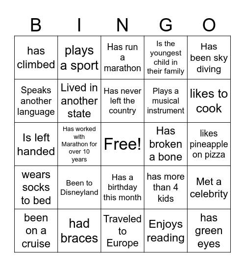 FIF BINGO Card