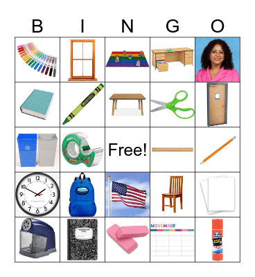 Classroom Objects Bingo Card