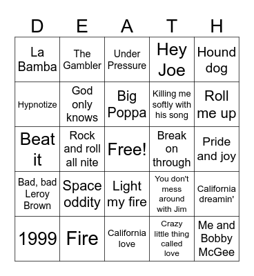 Joe Knows The Dead Bingo Card