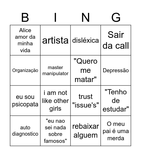 LARA BINGO Card