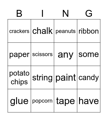 Countable Bingo Card