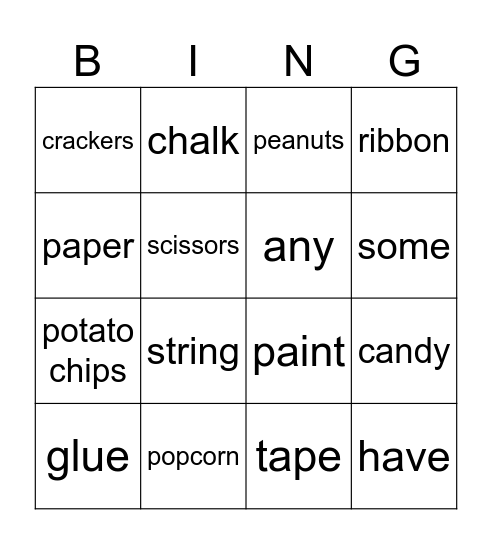 Countable Bingo Card