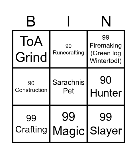 PaaYn Account Goals Bingo Card
